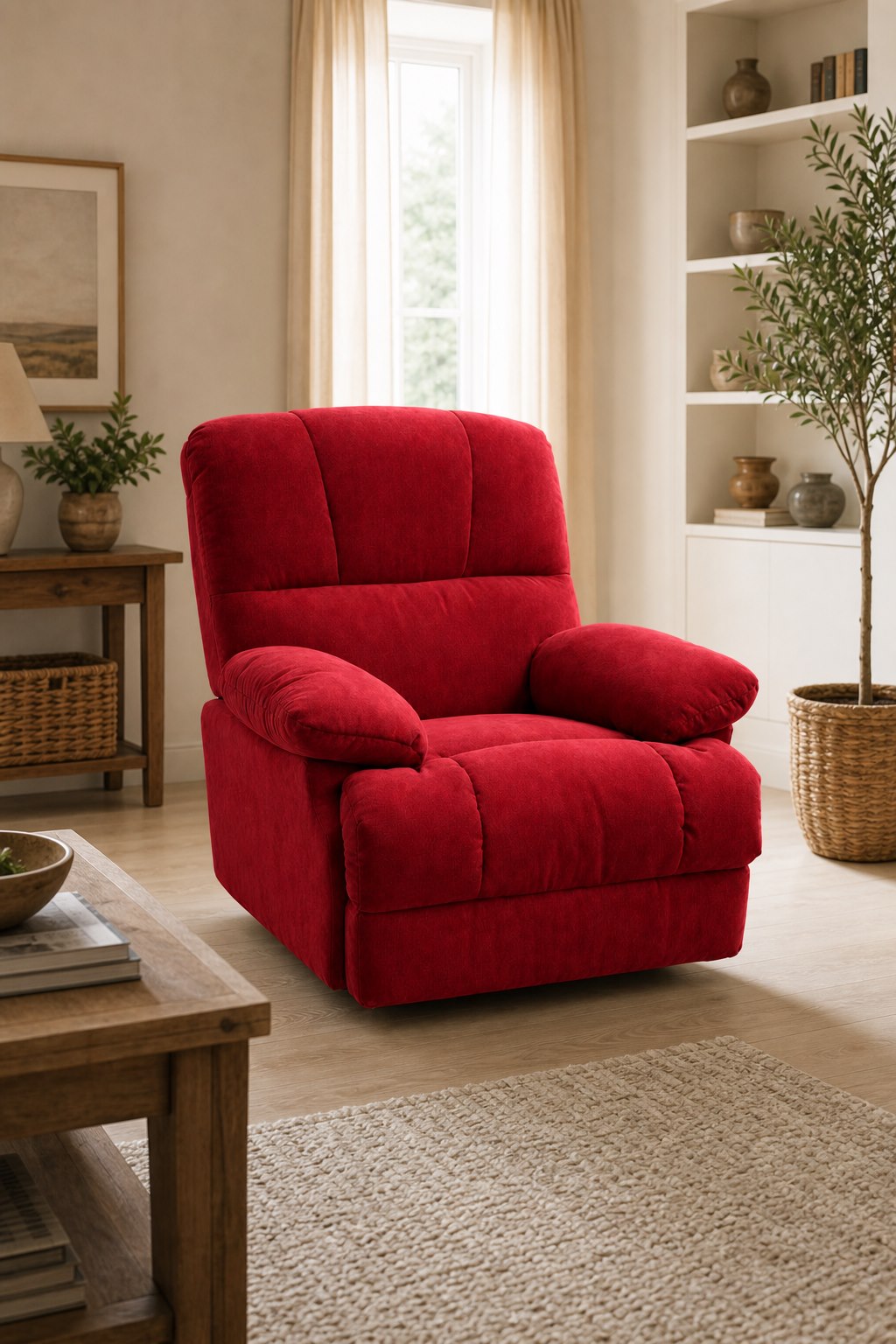 Sillón relax rojo tapizado